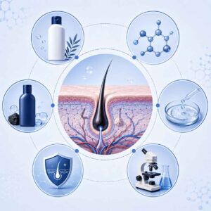 Medical illustration showing evidence-based alternatives to zinc pyrithione shampoo